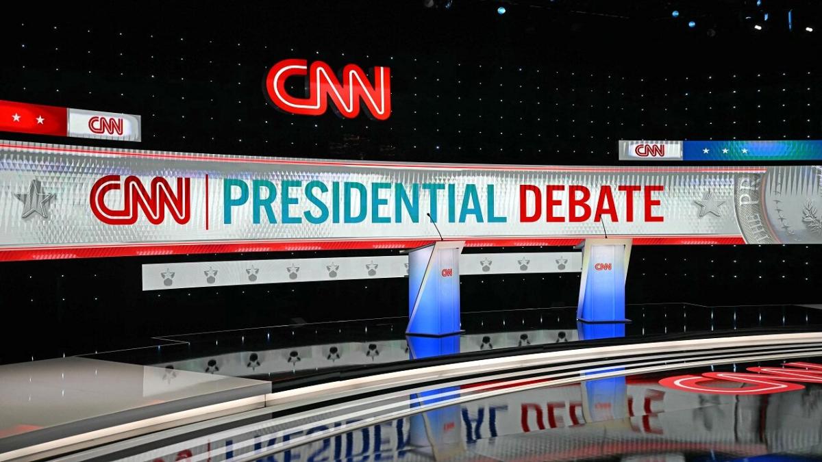 US presidential debate TV studio